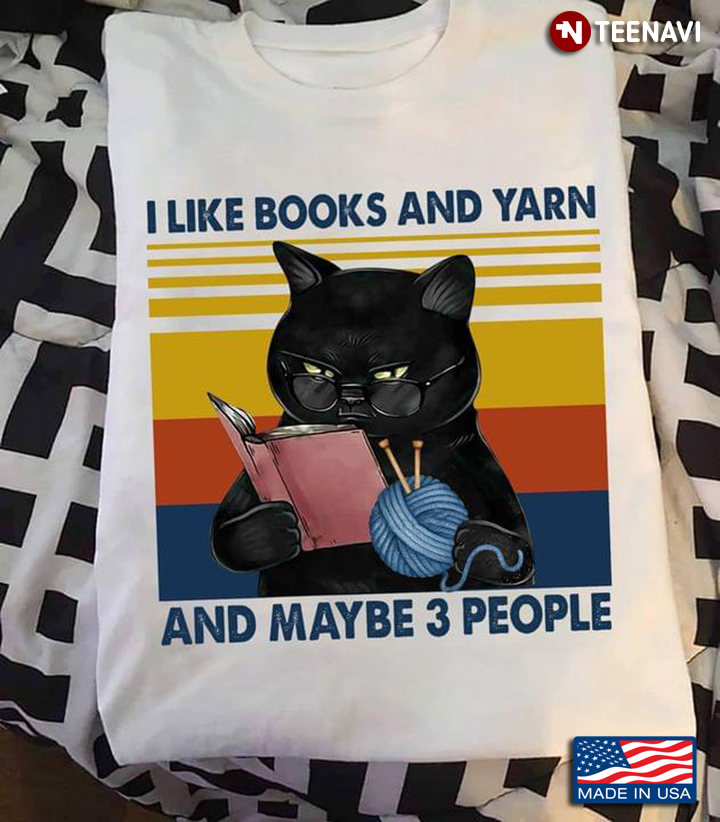 I Like Books and Yarn and Maybe 3 People Vintage Style Grumpy Cat