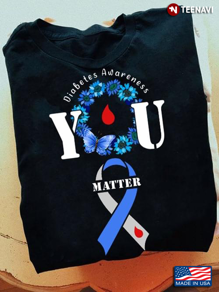 Diabetes Awareness You Matter Blue Wreath and Ribbon Fight The Disease