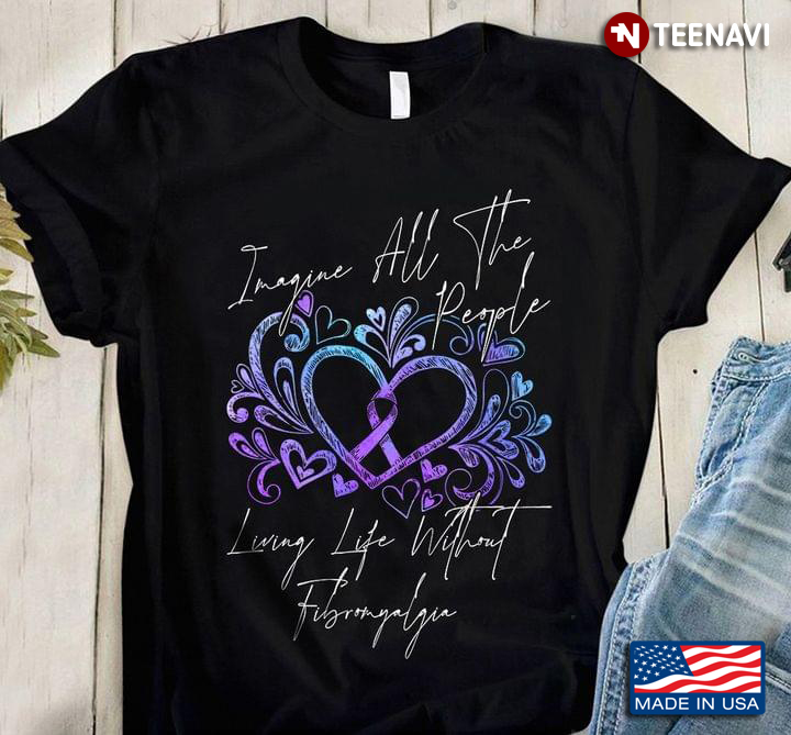 Imagine All The People Living Life Without Fibromyalgia Purple Heart Ornate