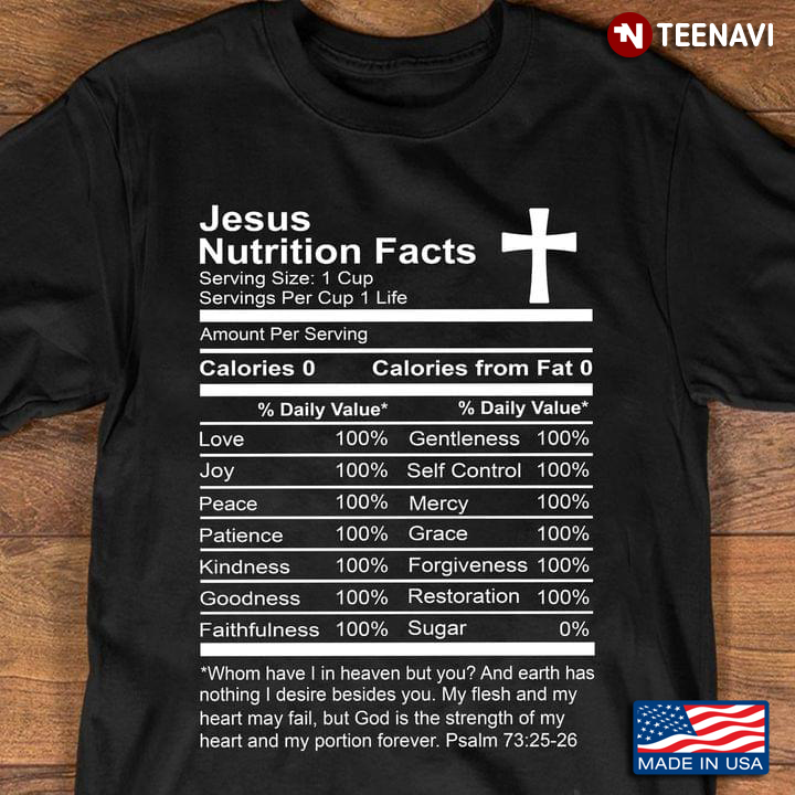 Jesus Nutrition Facts Daily Value Love Joy Peace Patience Kindness Funny Design for Christian