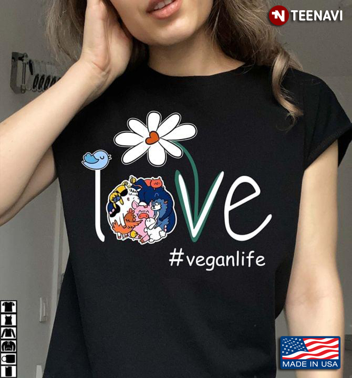 Love Vegan Life Hashtag Adorable Design for Animal Lover