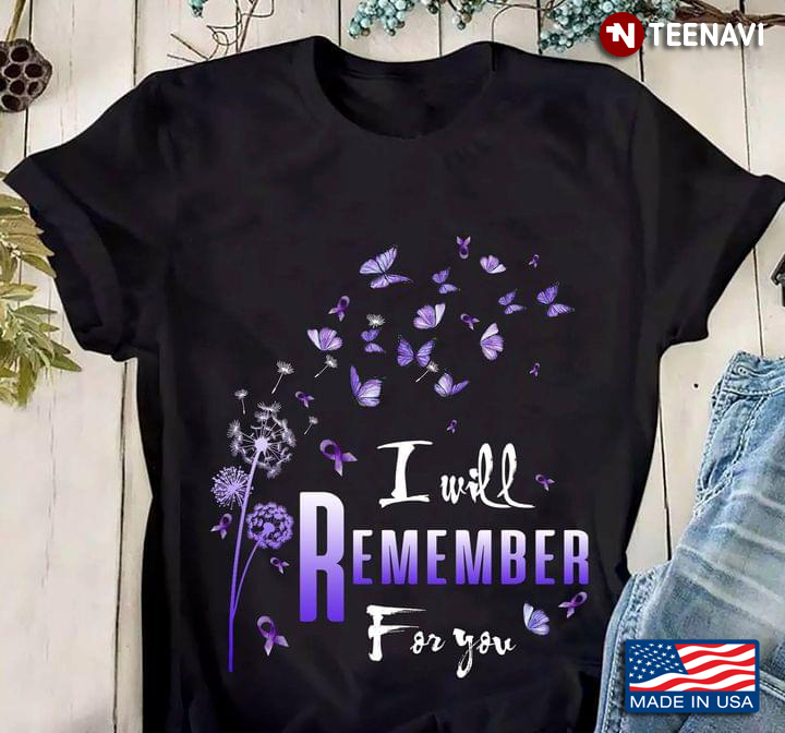 I Will Remember For You Purple Dandelion Ribbon and Butterflies Alzheimer's Awareness