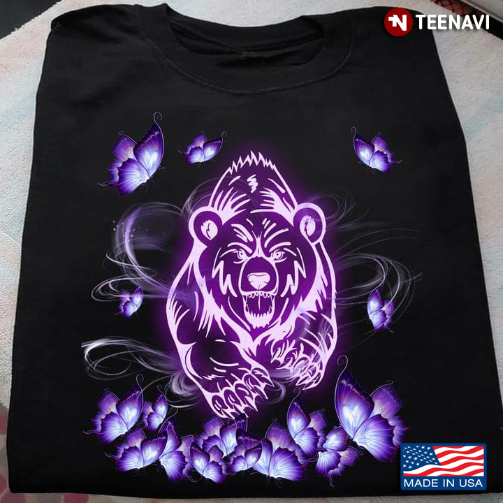 Tiger and Butterflies in Purple Magical Light for Animal Lover