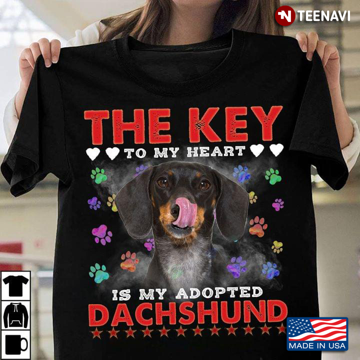 The Key To My Heart Is My Adopted Dachshund Colorful Dog Paws For Dog Lover