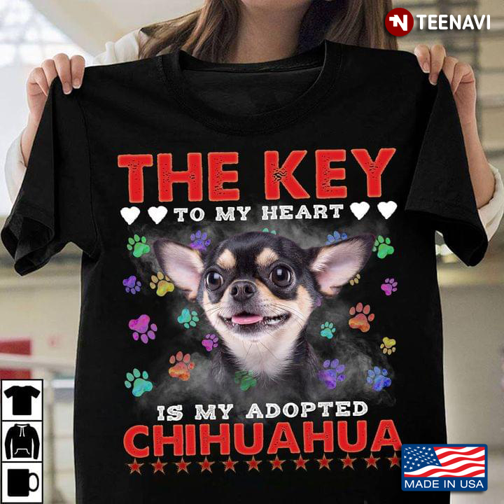 The Key To My Heart Is My Adopted Chihuahua Colorful Dog Paws For Dog Lover