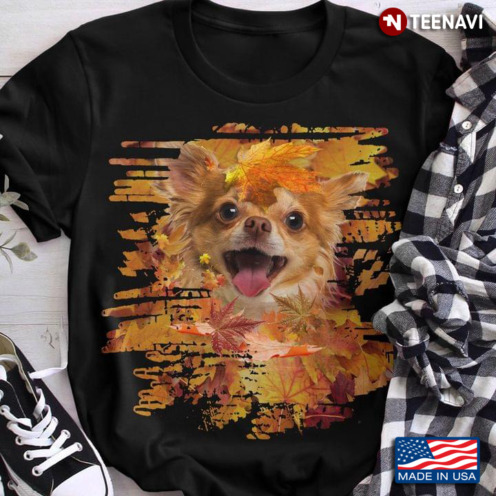 Chihuahua Puppy and Autumn Leaves Adorable Design for Dog Lover