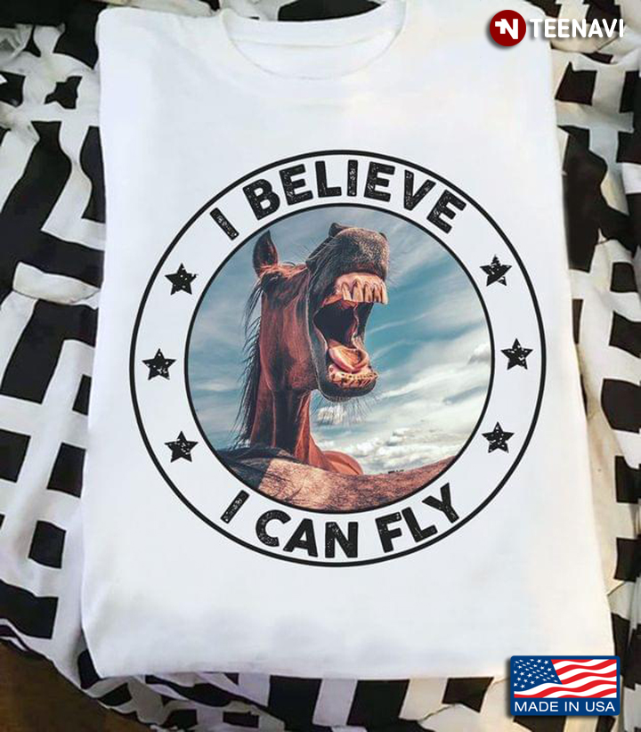 I Believe I Can Fly Circle Design with Funny Horse