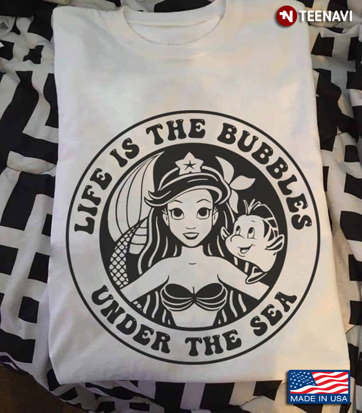 Life is The Bubbles Under The Sea Mermaid and Fish Circle Design