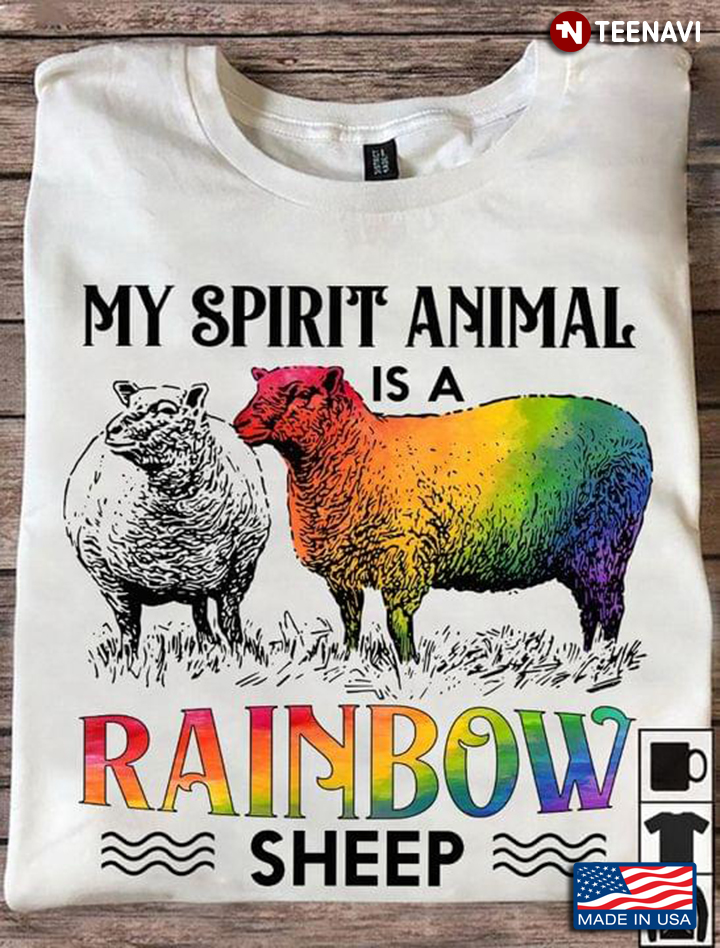 My Spirit Animal is A Rainbow Sheep LGBT Funny Design for Animal Lover