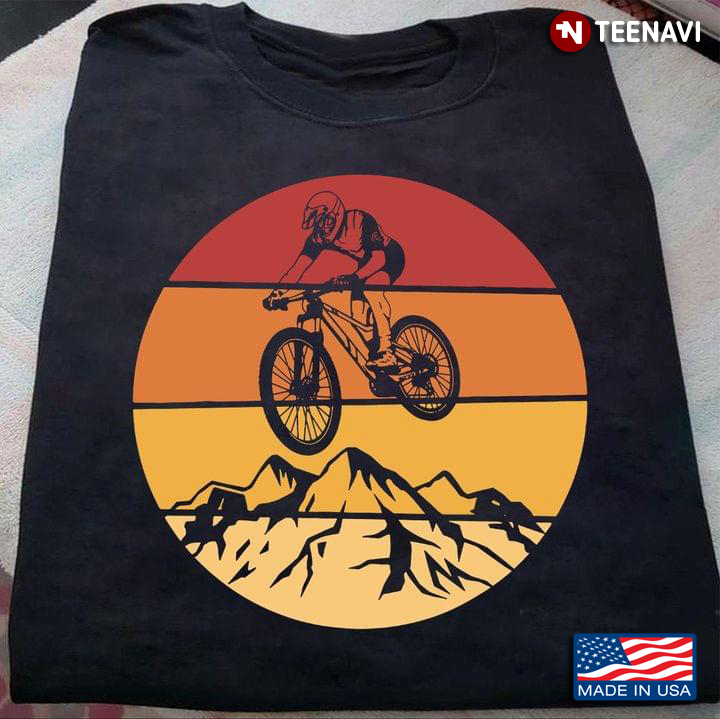 Downhill Mountain Biking Man Vintage Design