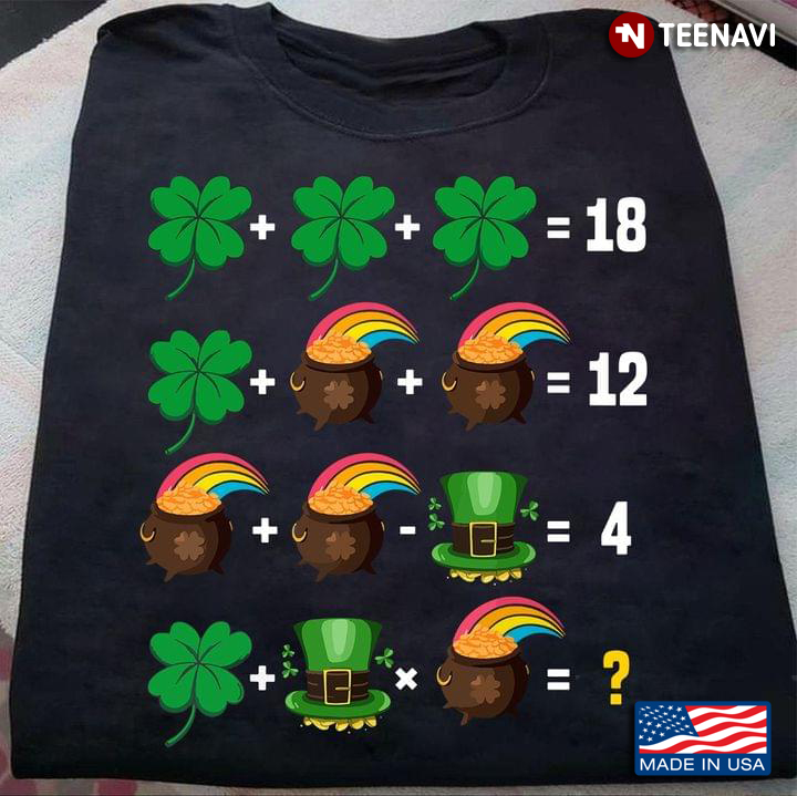 Funny Math Quiz with Shamrock Money Pot and Hat St. Patrick's Day