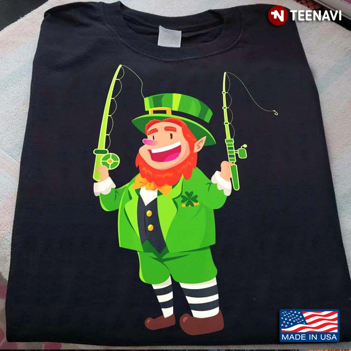 Leprechaun and Fishing Rods Funny St. Patrick's Day for Fishing Lover