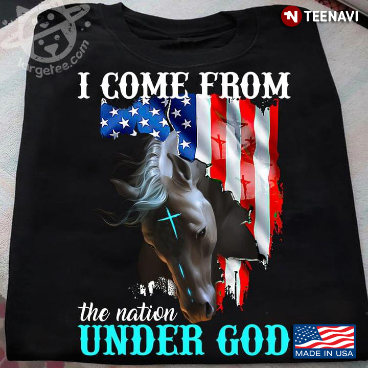 Come From The Nation Under God Kneeling Horse and American Flag Memorial Day