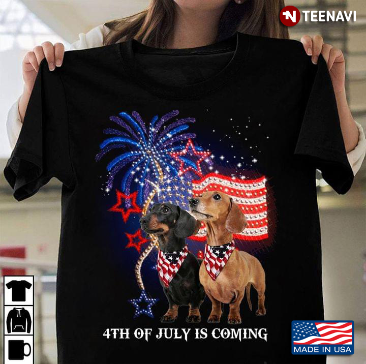 4th of July is Coming Lovely Dachshunds Happy Independence Day for Patriotic Dog Lover