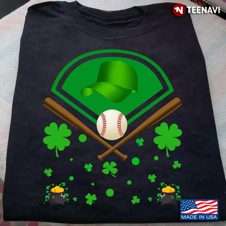 Softball Bats Ball and Green Cap Happy St. Patrick's Day for Softball Lover
