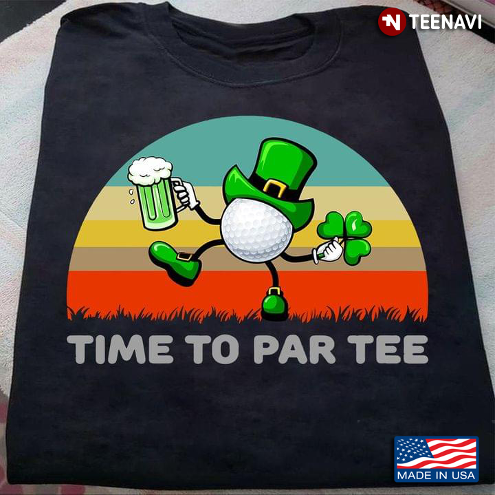 Time To Par Tee Funny Golf Ball Drinking Vintage Design for Beer and Golf Lover
