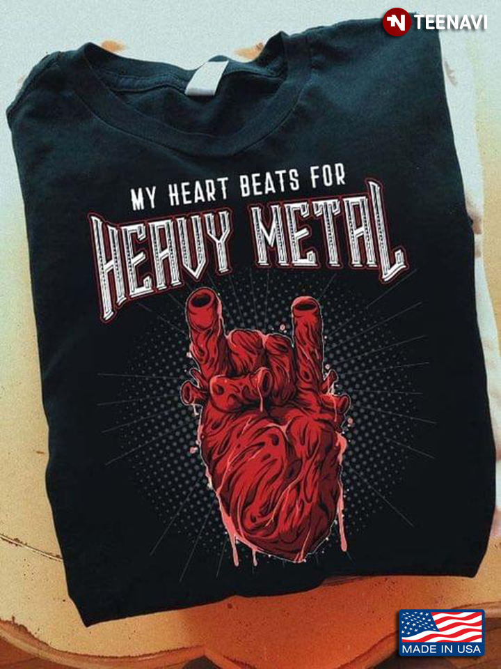 My Heart Beats for Heavy Metal Red Heart Cool Design