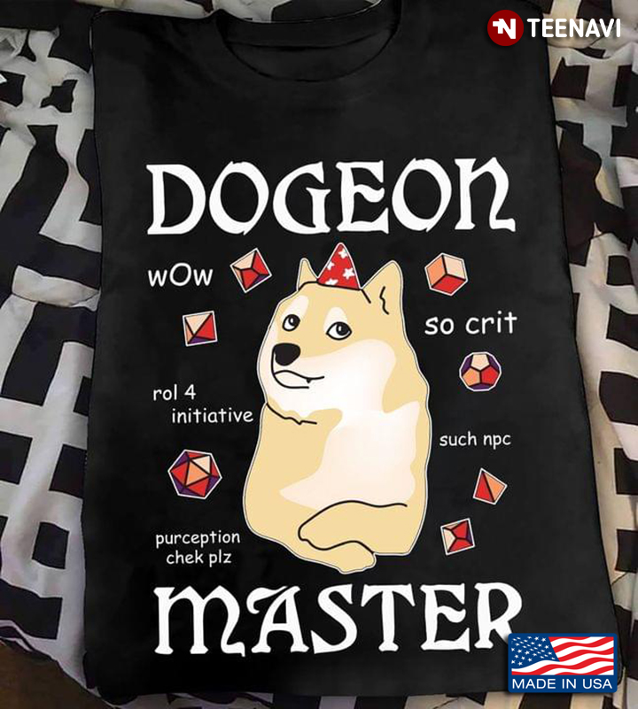 Dogeon Master Wow So Crit Roll For Initiative Such Npc Funny Dog Meme for Gaming Lover