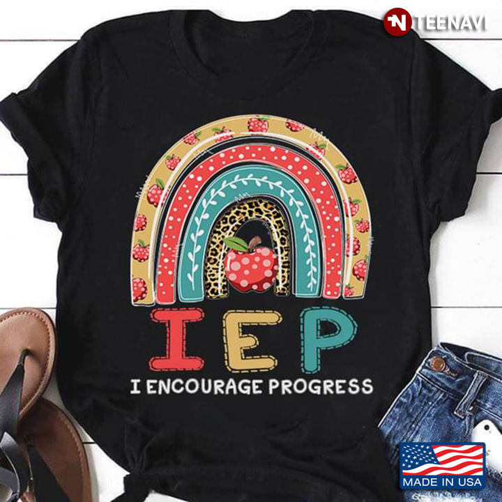 IEP I Encourage Progress Colorful Rainbow with Apples and Leopard Pattern