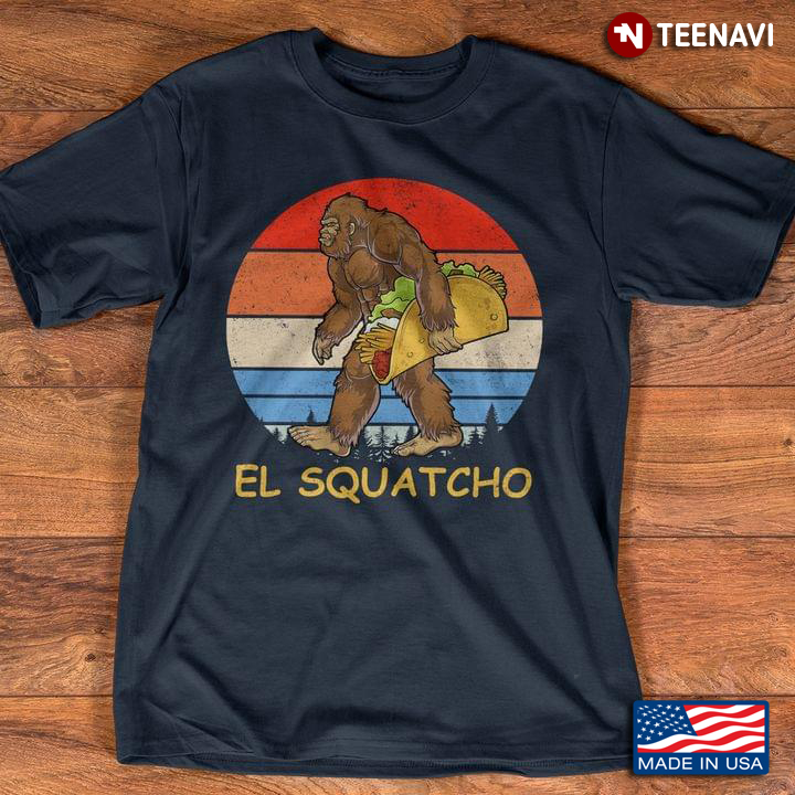 El Squatcho Walking Bigfoot and Taco Vintage Design