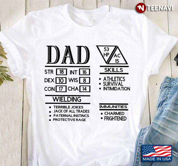 Happy Father's Day Dad Skills Wielding Immunities Gaming Lover Funny Gift