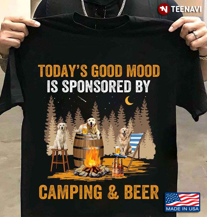 Three Golden Retrievers Today Good's Mood Is Sponsored By Camping & Beer For Camper