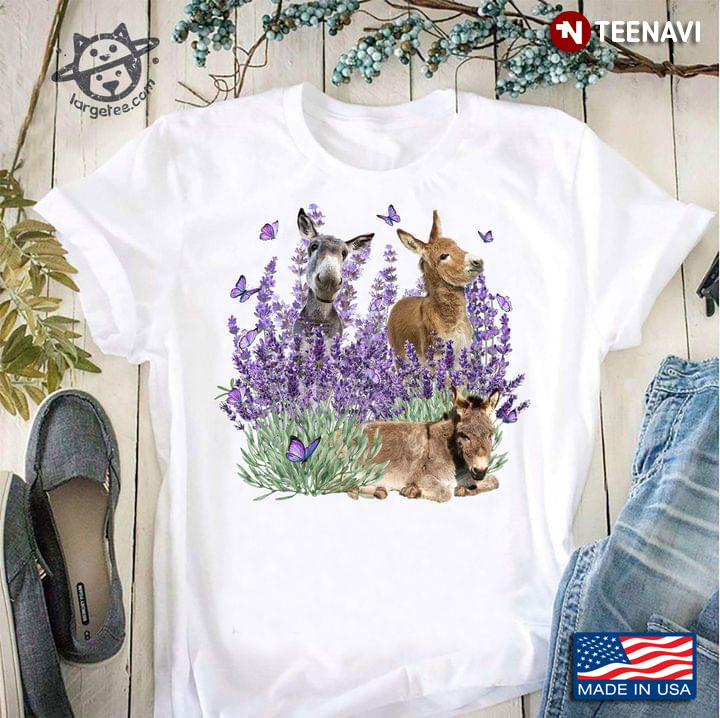 Three Little Goats Beside Lavenders And Butterflies For Animal Lover