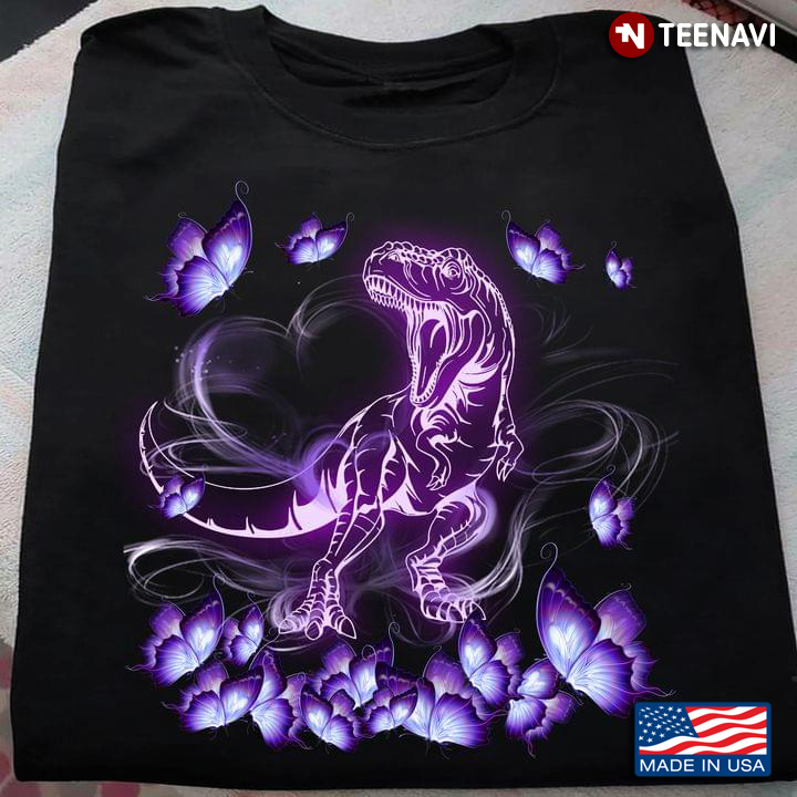 Tyrannosaurus With Butterflies In The Heaven For Animal Lover