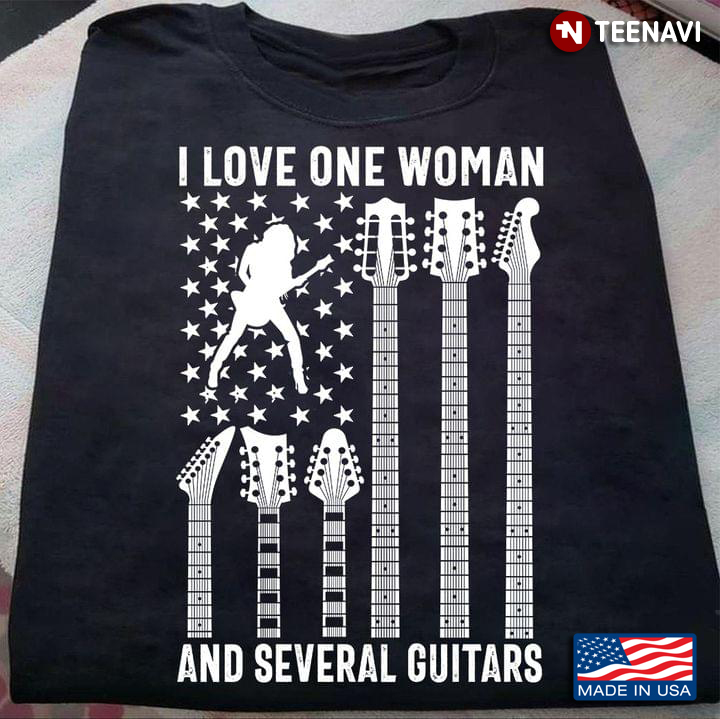I Love One Woman And Several Guitars American Flag For Guitarist
