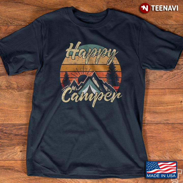 Vintage Sun Rises Happy Camper For Camping Lovers