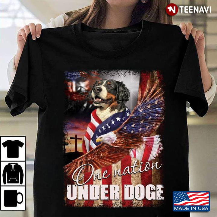 Border Collie Eagle American Flag Cross One Nation Under Doge For 4th Of July