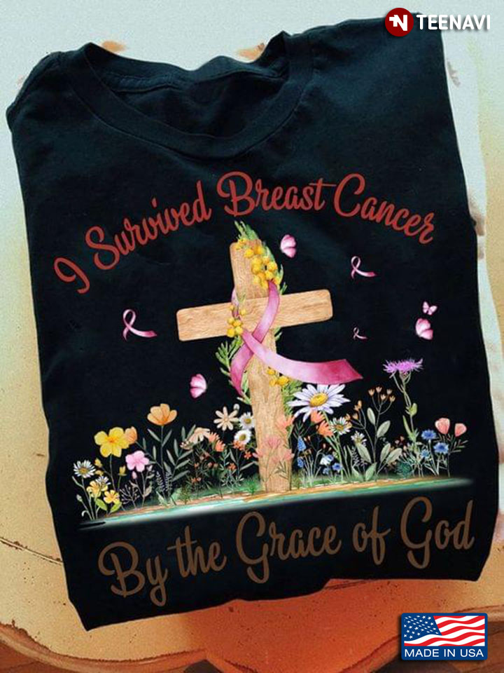 I Survived Breast Cancer By The Grace Of God Warrior Wood Cross And Flower Garden