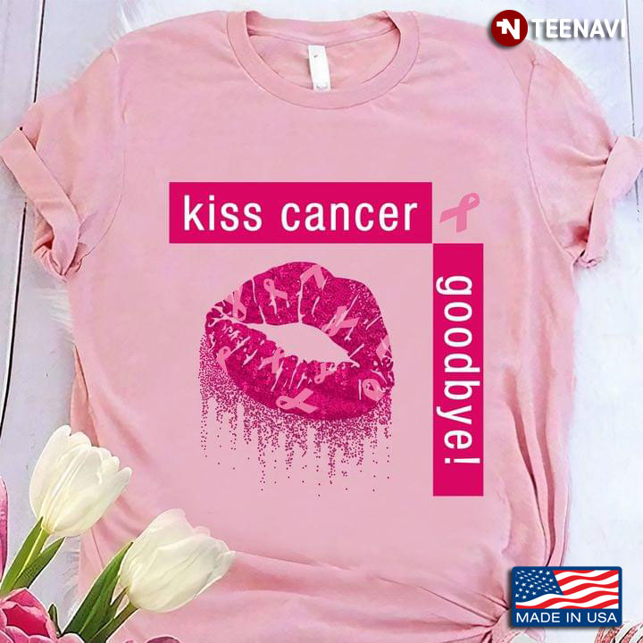 Breast Cancer Awareness Lips Kiss Cancer Goodbye