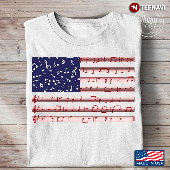 American Flag Music Bar Lines With Music Notes For Music Lover