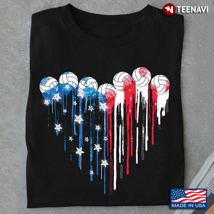 Volleyballs Heart American Flag For Sport Lover
