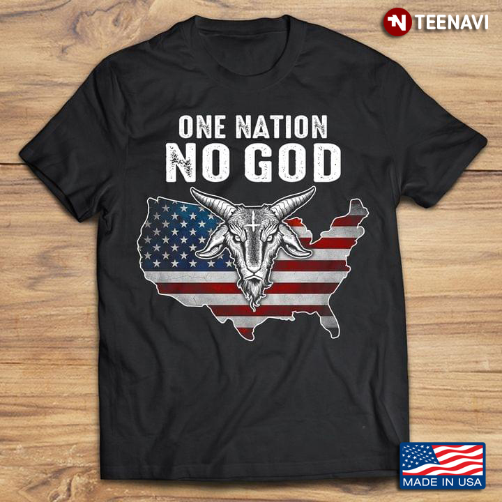 Satan Goat American Flag One Nation No God