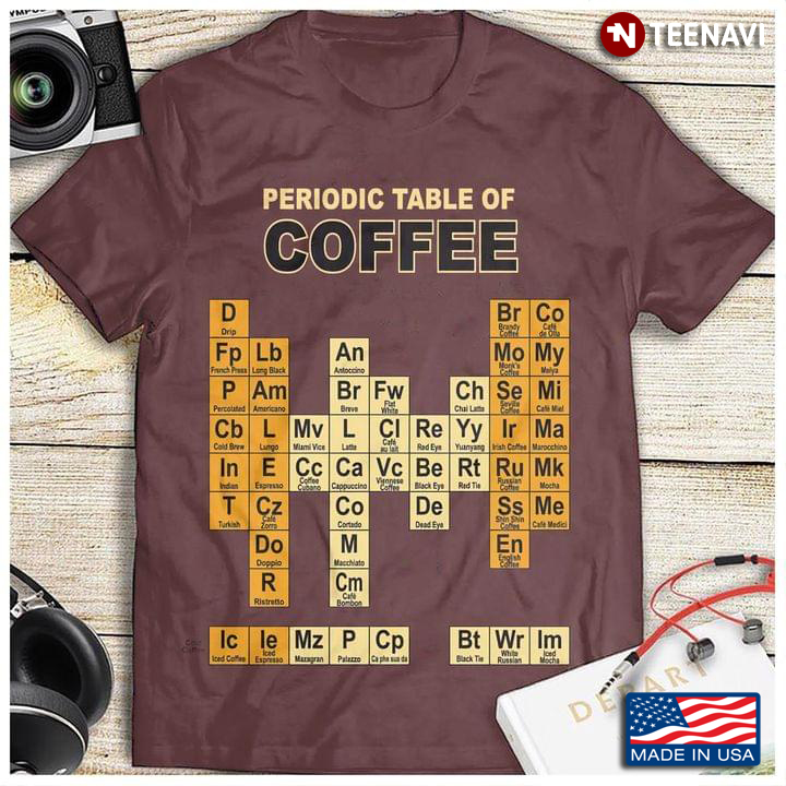 Periodic Table Of Coffee For Coffee Lover