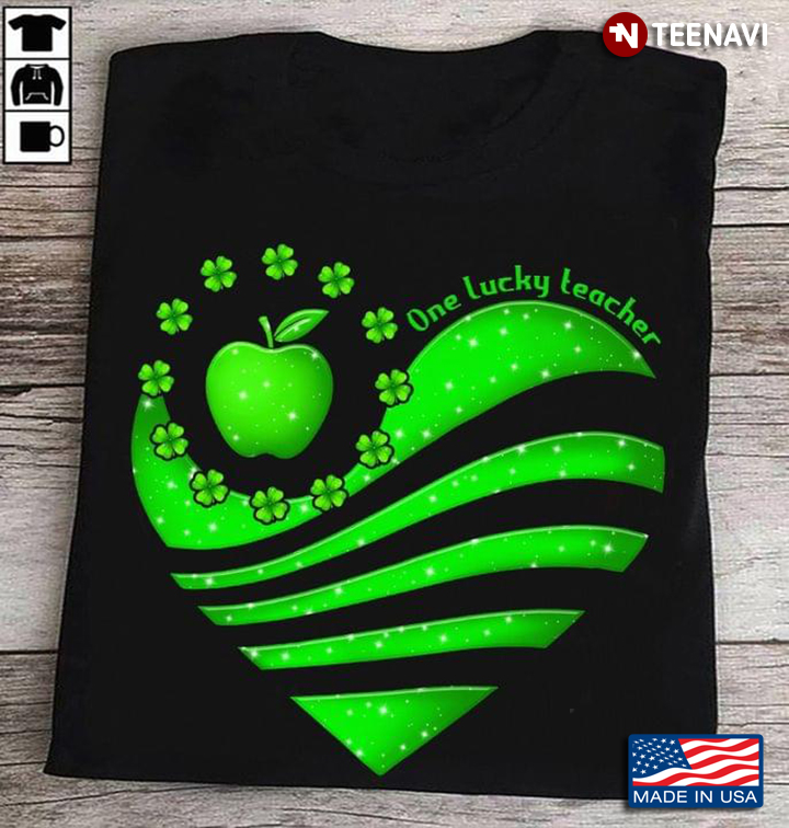 One Lucky Teacher Heart With Shamrocks For St Patrick's Day
