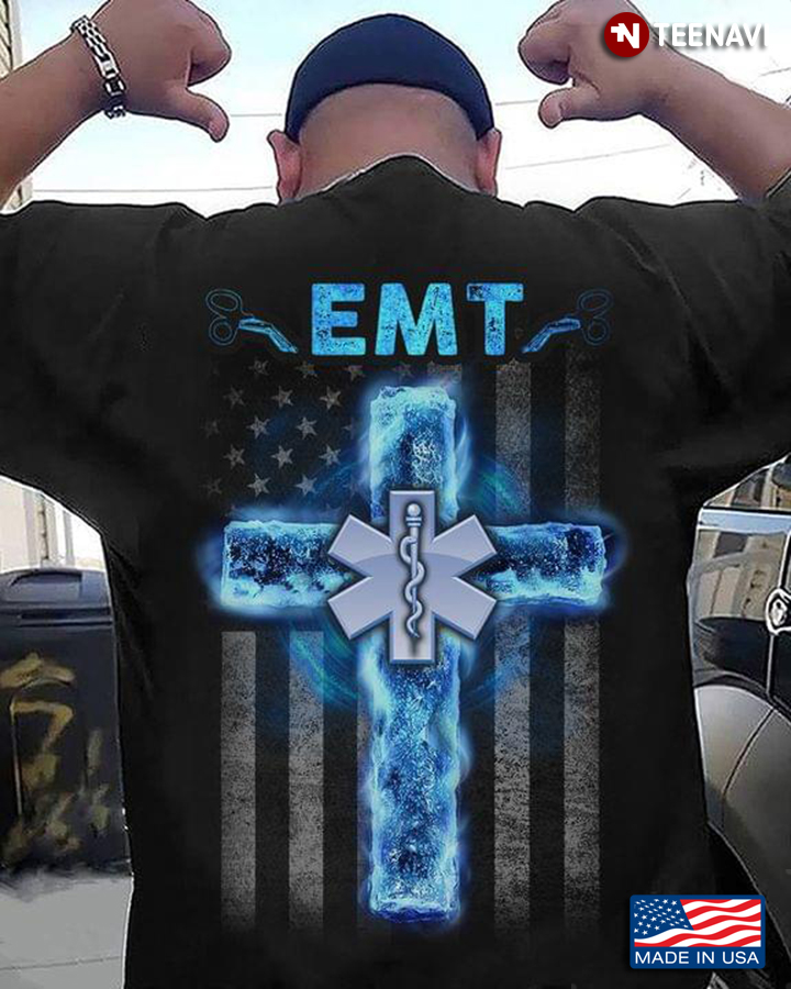 EMT American Flag Jesus Cross