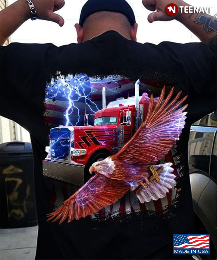 Truck Eagle And American Flag For Trucker