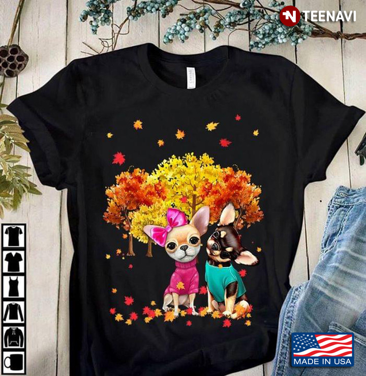 Lovely Chihuahua With Trees In Autumn For Dog Lover