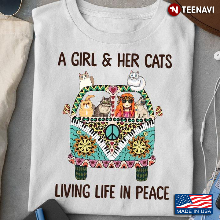 A Girl And Her Cats Living Life In Peace Girl And Cat In Hippie Van