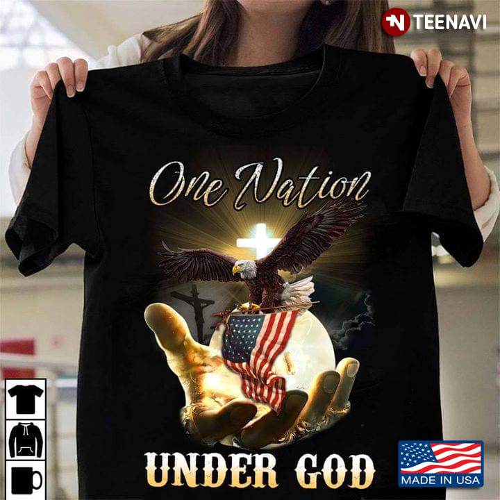 One Nation Under God US Flag Cross And Eagle American