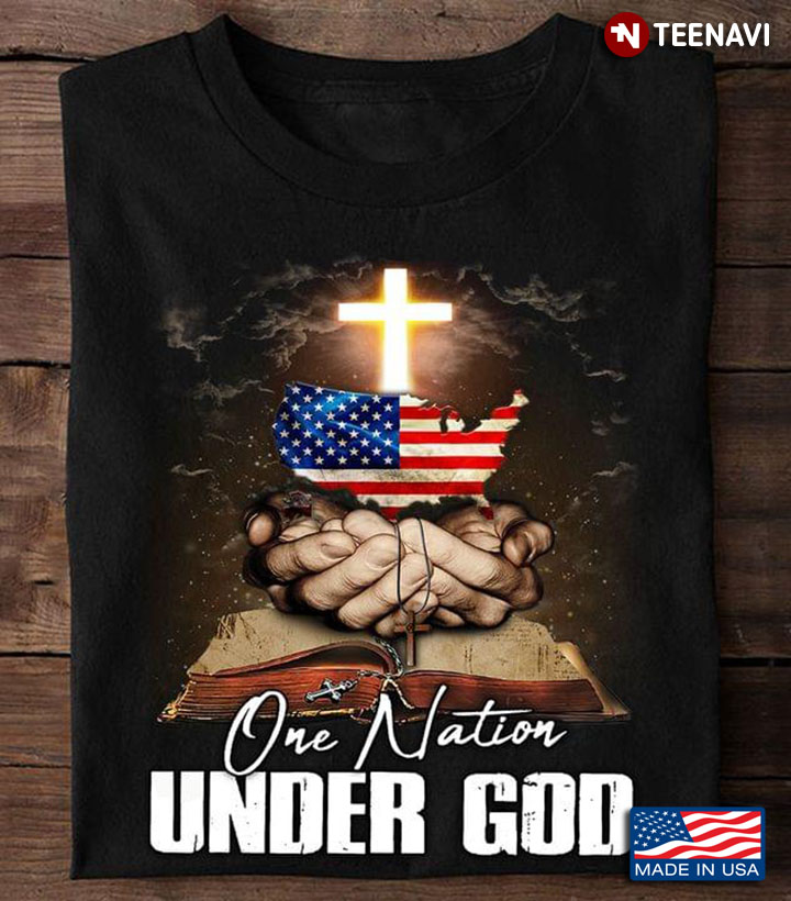 Jesus Christian Cross Faith American Flag One Nation Under God