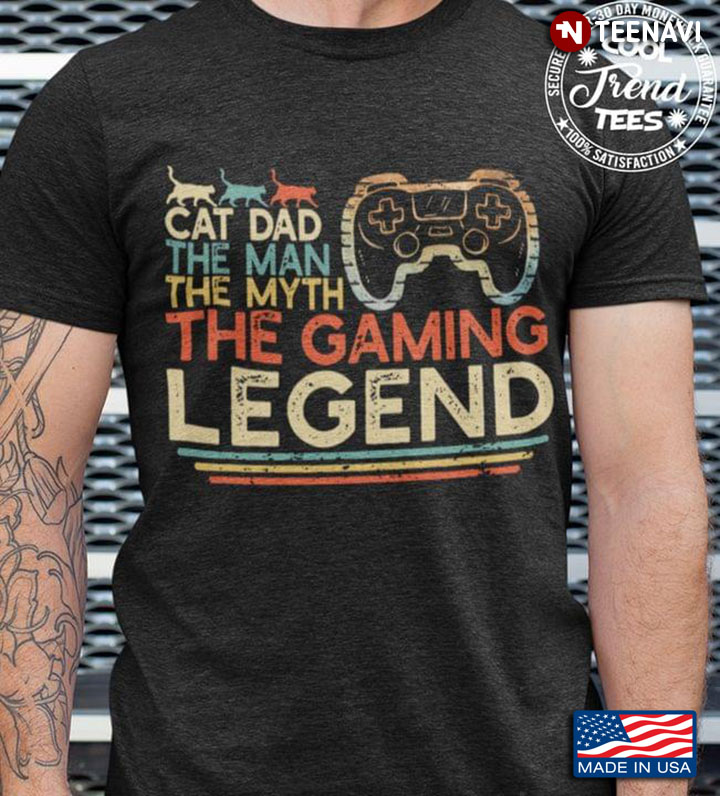 Cat Dad The Man The Myth The Gaming Legend Vintage Father’s Day