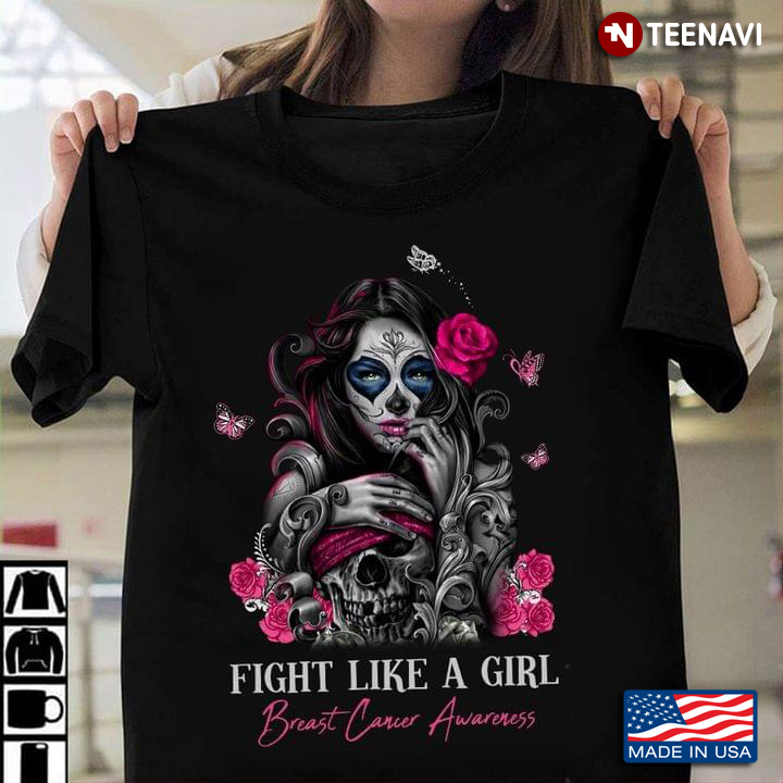 Skull Girl Fight Like A Girl Breast Cancer Awareness