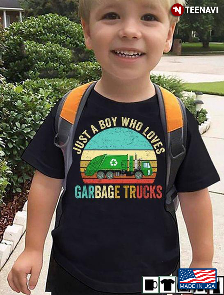Trucker Just A Boy Who Loves Garbage Trucks Vintage