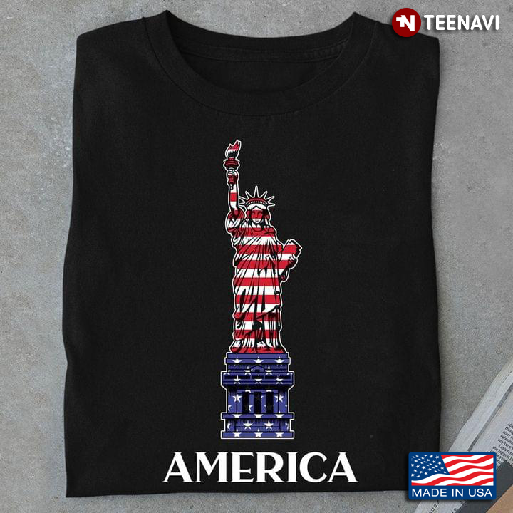 American Patriotic 4th of July Statue Of Liberty USA Flag