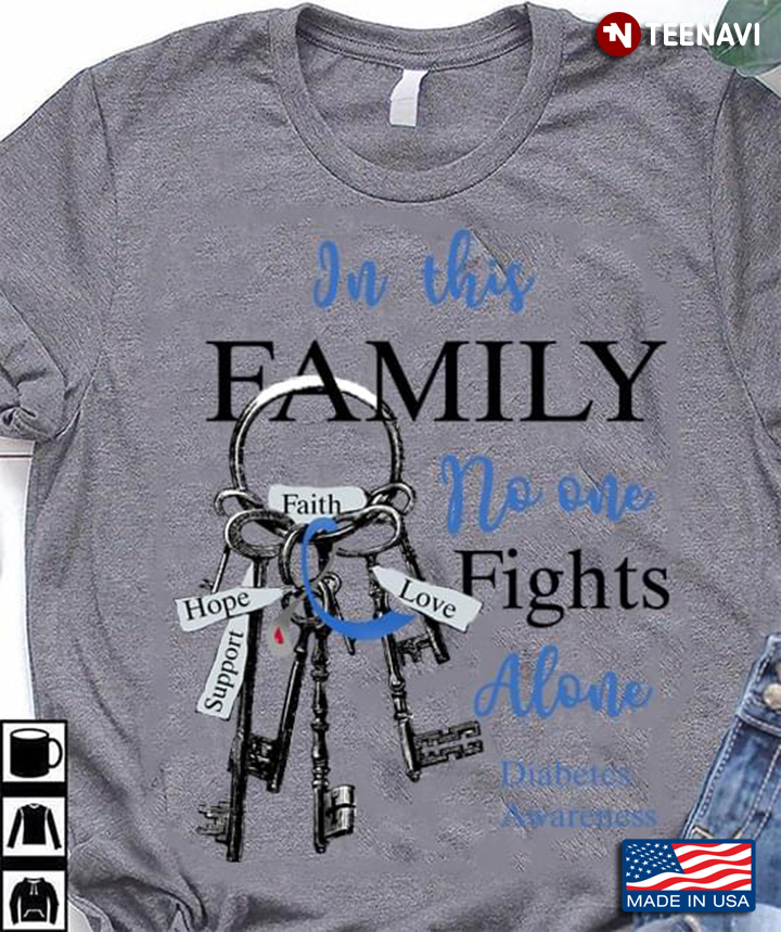 In This Family No One Fights Alone Blue Ribbon And Key Diabetes Survivor Awareness