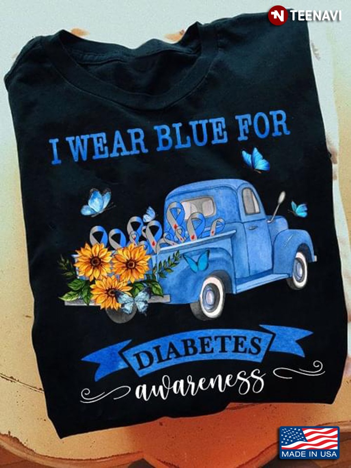 Diabetes I Wear Blue For Diabetes Awareness Blue And Gray Ribbon